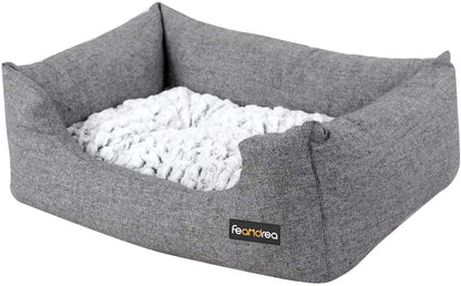 Nancy's Caverhill Dierenbed - Hondenbed - Hondenmand - Omkeerbaar Kussen - Antislip - Grijs -  80 x 60 x 26 cm