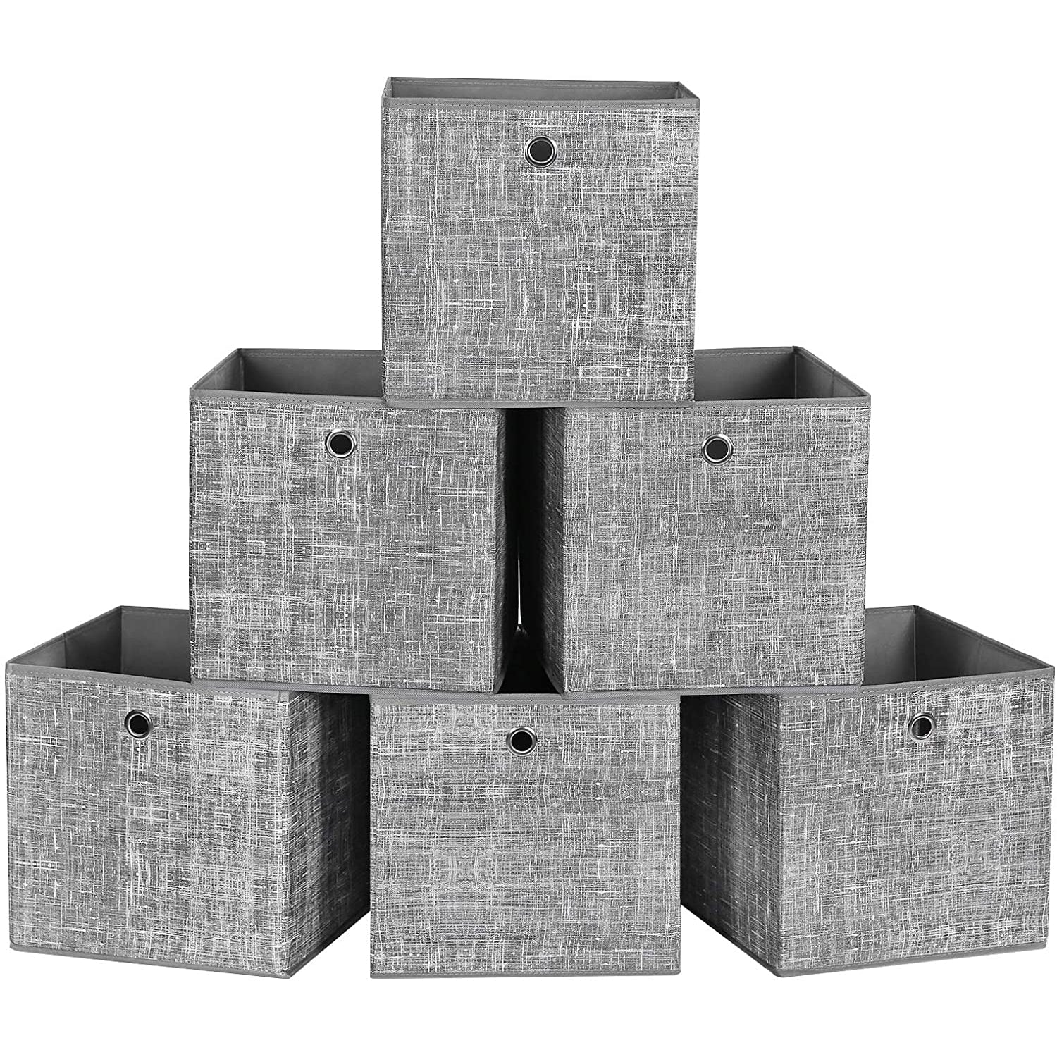 Nancy's Calderwood Opbergdozen - Set Van 6 - Vouwbare Dozen - Organizers - Grijs - Stof - 30 x 30 x 30 cm