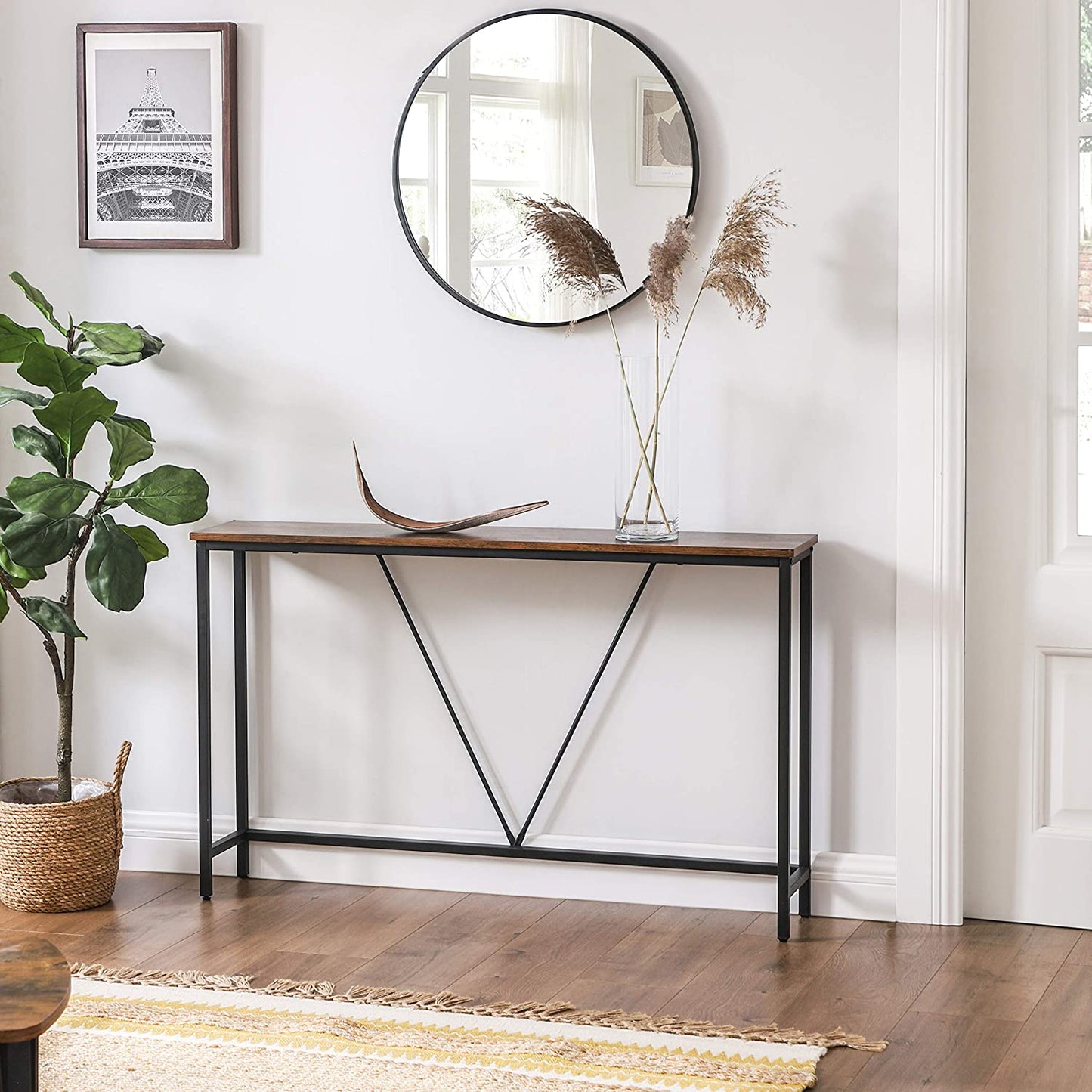 Nancy's Consoletafel Omaha - Vintage tafel - Industrieel - Bruin/Zwart - 120 x 23 x 74 cm