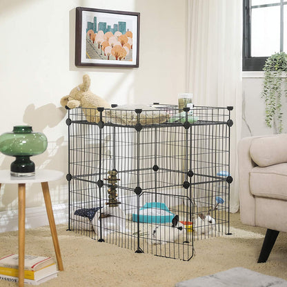 Nancy's Pet Cage - Animal Run - Mesh Cage - Petits animaux - Rabbit Clapier - Enclos extérieur - Enclos intérieur - Noir -
