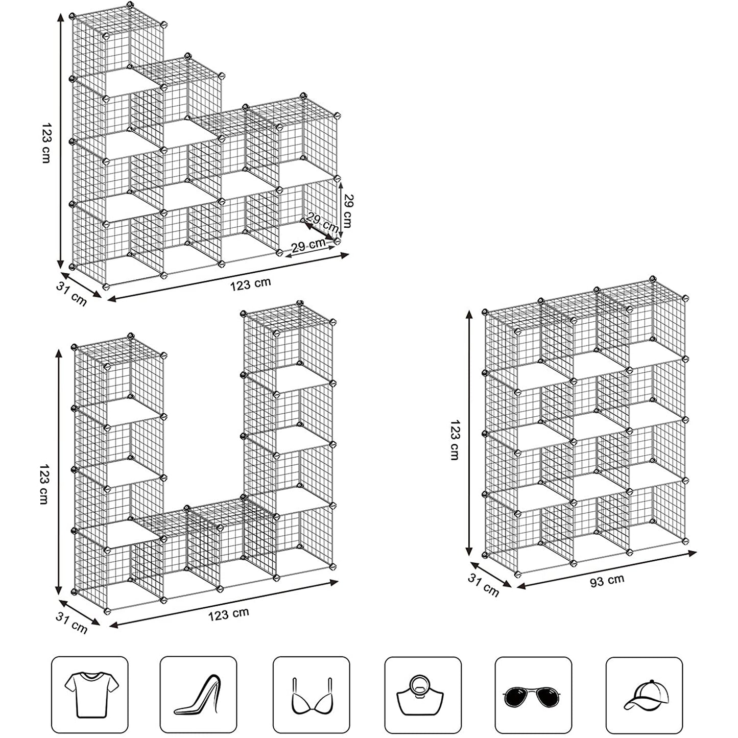 Nancy's Chelan Opbergrek - Schoenenrek - Reksysteem - 12 Vakken - Opbergkast - Boutloze Rekken - 93 x 31 x 123 cm - Wit