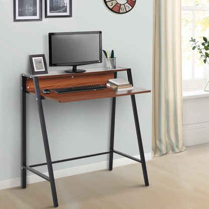 Nancy's West Bend Desk - Computer Desk - Office Table - Computer Table - Drawer - Engineered Wood - Steel - Brown - Black