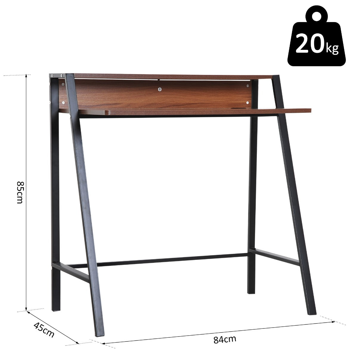 Nancy's West Bend Bureau - Kantoortafel - Computertafel - Laptoptafel- Walnoot / Zwart - ± 85 x 45 x 85 cm