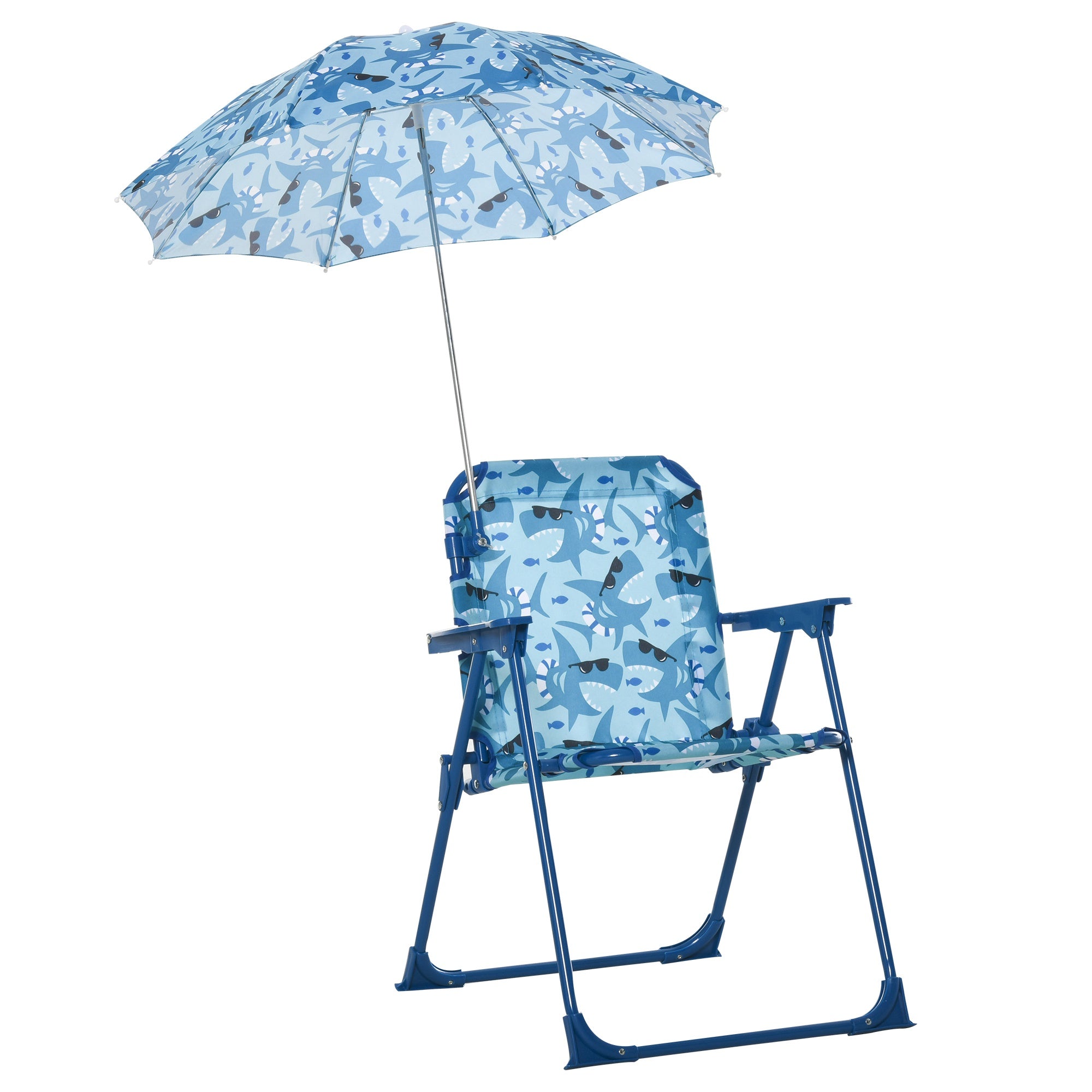 Nancy's Galesburg Beach Chair - Camping Chair - Foldable - With Parasol - Polyester - Blue
