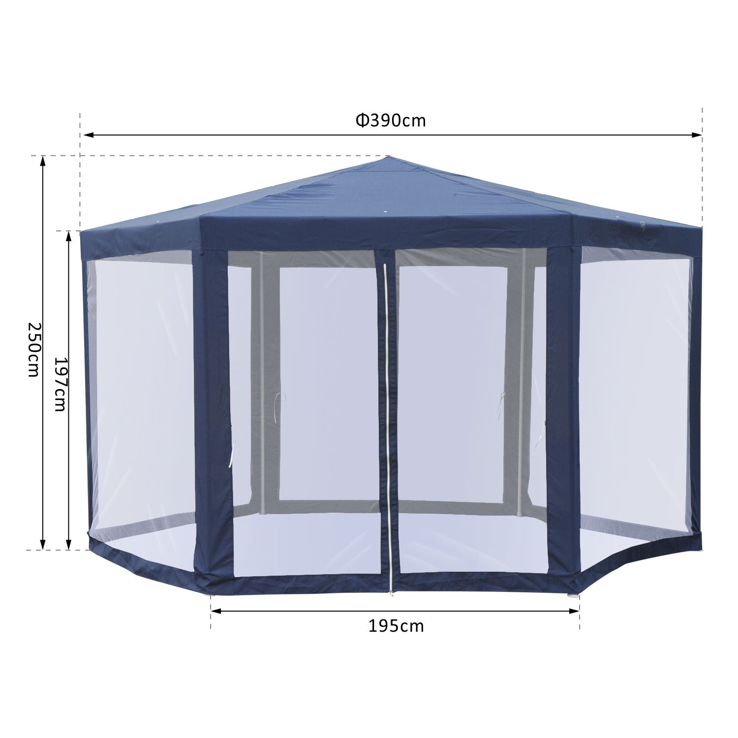 Nancy's Perris Garden Pavilion - Pavillon - Tente de fête - 6 coins - Bleu - Métal - Hydrofuge - ± 400 x 400 cm