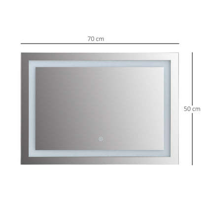 Nancy's Ponce Badkamerspiegel - Spiegel - Wandspiegel - LED - Glas - Aluminium - Horizontaal - Verticaal - 50 x 70 x 4 cm