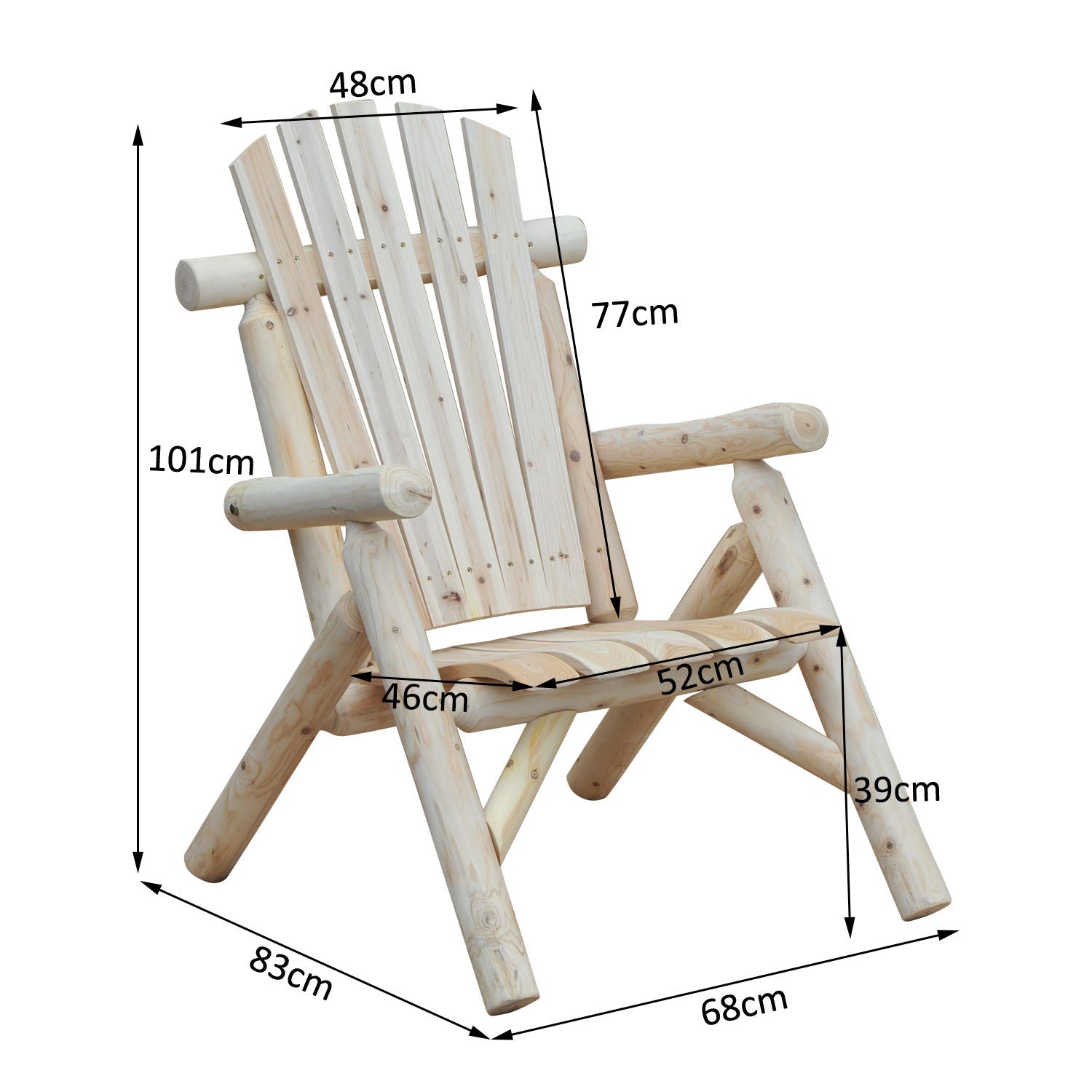 Nancy's Waldorf Tuinstoel - Houten Stoel - Hoge Rugleuning - Dennenhout - Ergonomisch