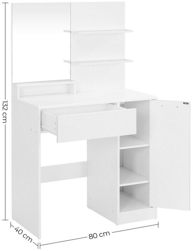 Nancy's Bryants Cove Kaptafel met Spiegel - Make-up Tafel - Wit - ± 80 x 40 x 130 cm