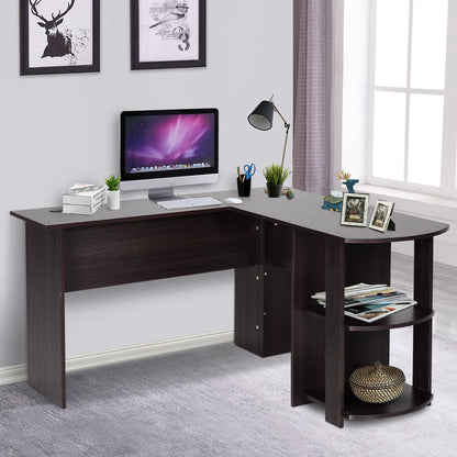 Nancy's Vicksburg Bureau - Hoekbureau - Computerbureau - Opbergvakken - Kantoor - Donkerbruin - Kabelmanagement - Bewerkt Hout