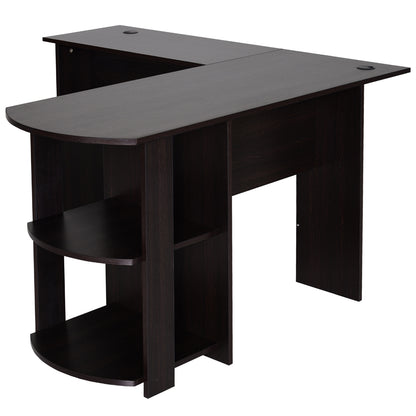Nancy's Vicksburg Bureau - Hoekbureau - Computerbureau - Opbergvakken - Kantoor - Donkerbruin - Kabelmanagement - Bewerkt Hout