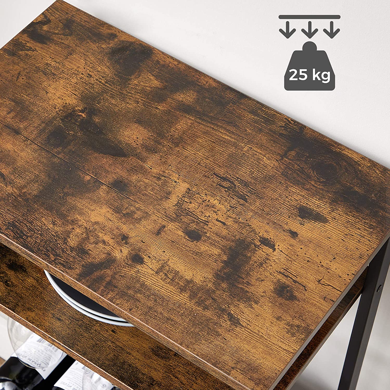 Nancy's Geneva Wijnrek - Flessenrek - 20 Flessen - Glashouder - Vintage Bruin / Zwart - ± 50 x 30 x 100 cm