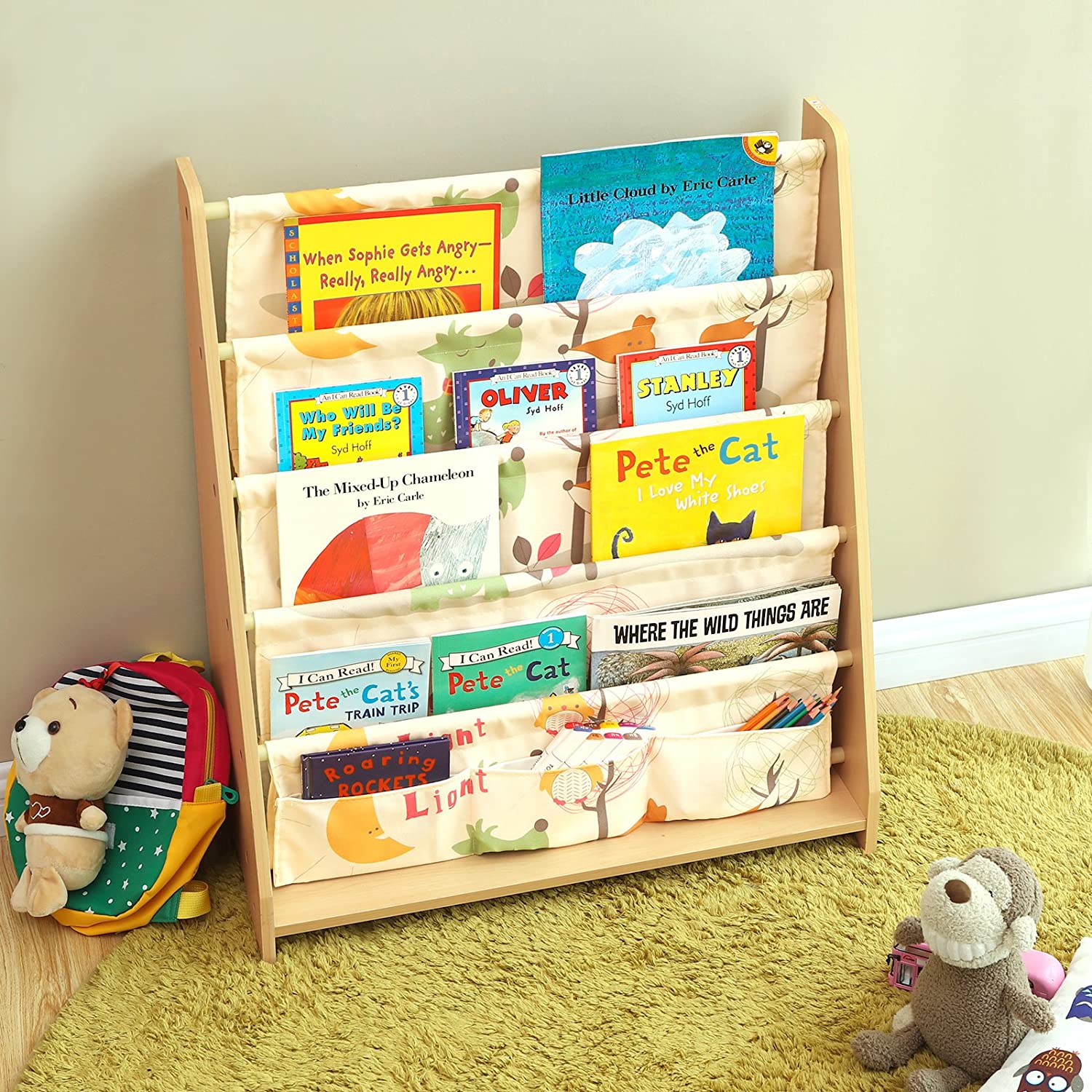Nancy's Boekenrek met 4 niveaus - Boekenkast voor kinderen - Opbergrek voor boeken, schoolmaterialen, voor kinderkamer of kleuterschool - Esdoorn hout