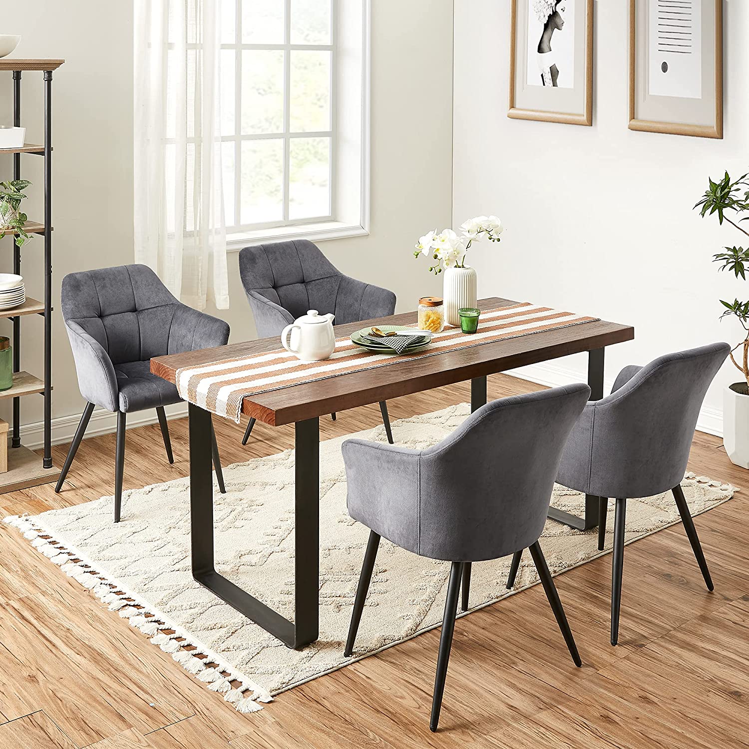 Nancy's Campobello Dining room chair - Kitchen chair - Upholstered - Metal - Velvet - Gray - Black - 61 x 60 x 86.5 cm