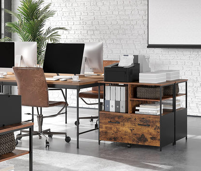 Nancy's Coppell Archiefkast - Kantoorkast - Ladekast - Opbergkast - Bruin / Zwart - ± 80 x 40 x 75 cm