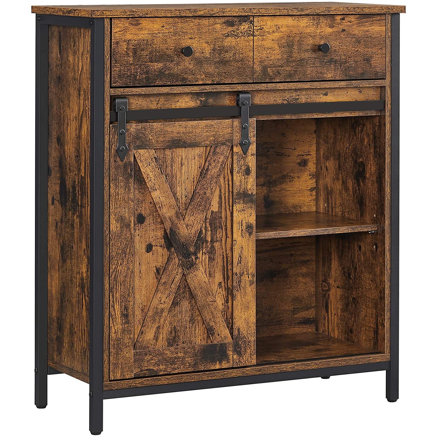 Nancy's Bloomingdale Dresser - Chest of drawers - Storage cabinet - Sliding door - Industrial - Brown - Engineered Wood - Metal - 70 x 30 x 80 cm