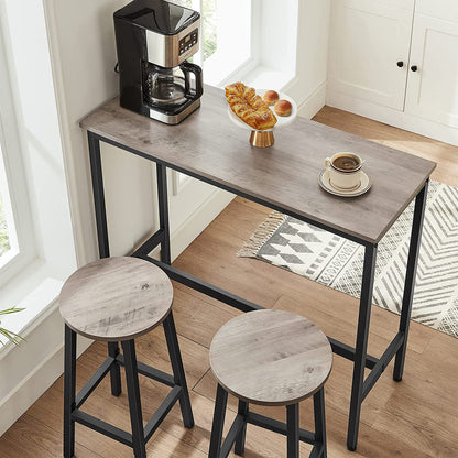 Nancy's Bug Lake Bar Stools - Set of 2 - Kitchen Chair - Metal Frame - Engineered Wood - Gray - 32 x 65 cm