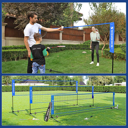 Nancy's Fullarton Badmintonnet - Tennisnet - Hoogte Verstelbaar - Ijzer Frame - Transporttas - Blauw - Zwart - Geel