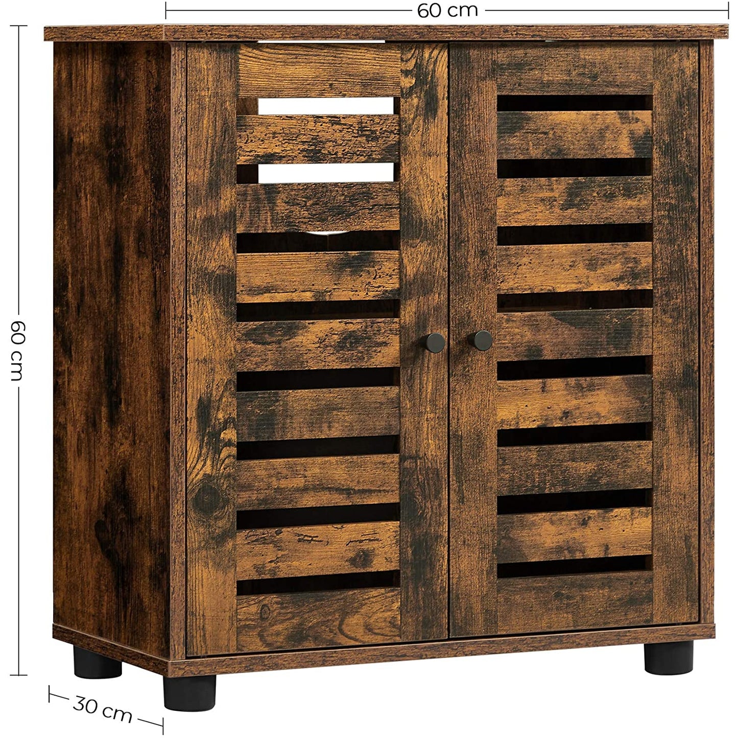 Nancy's Gabes Badkamermeubel - Wastafelonderkast - Onderbouwkast - Uitsparing - Industrieel - Bewerkt Hout - Bruin - 60 x 30 x 60 cm