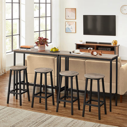 Nancy's Bug Lake Bar Stools - Set of 2 - Kitchen Chair - Metal Frame - Engineered Wood - Gray - 32 x 65 cm