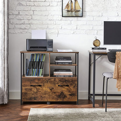 Nancy's Coppell Archiefkast - Kantoorkast - Ladekast - Opbergkast - Bruin / Zwart - ± 80 x 40 x 75 cm