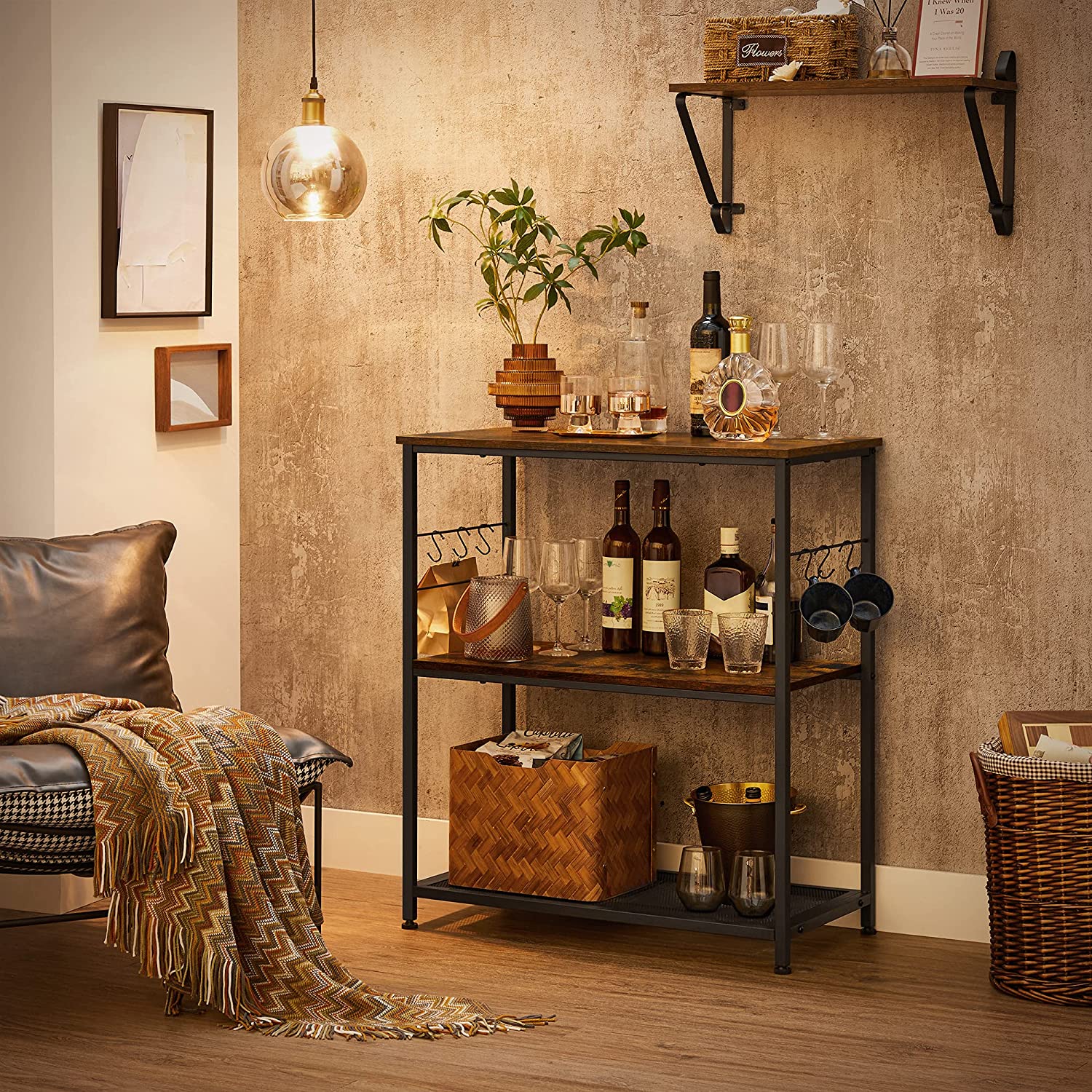 Nancy's Franklin Keukenrek - Organizer - Opbergkast - Vintage Bruin / Zwart - 80 x 40 x 90 cm