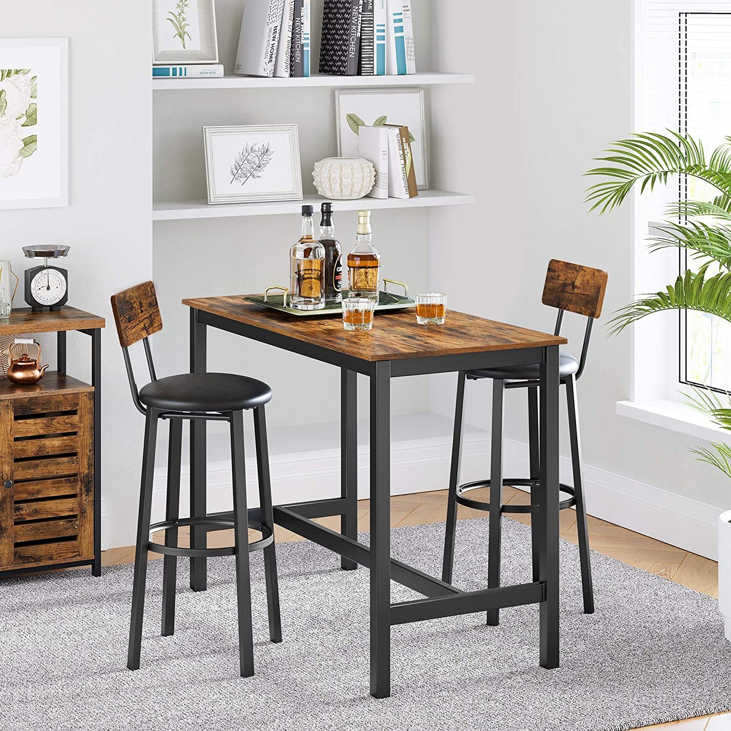 Tabourets de bar Gordon de Nancy 2 pièces - Chaises de bar avec repose-pieds - Tabouret de bar industriel - Industriel - Stable - 37 x 46,5 x 99 cm (L x L x H) 