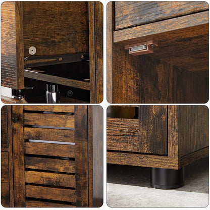 Nancy's Cupertino Sideboard - Storage Cabinet - Sideboard - 3 Drawers - Opening Door - Adjustable Shelves - Brown - Black - Industrial - Engineered Wood - Metal - 60 x 30 x 80 cm