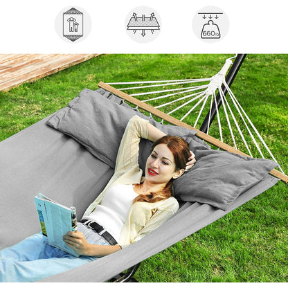 Nancy's Brydon Island Hangmat - Kussens - Weefsel - Hout - Grijs - 210 x 150 cm