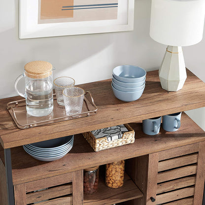 Nancy's Plymouth Industrial Side Cabinet - Chest of Drawers - Storage Cabinet - Dresser - Cabinet with 4 Shelves and 2 Doors - 100 x 35 x 80 cm