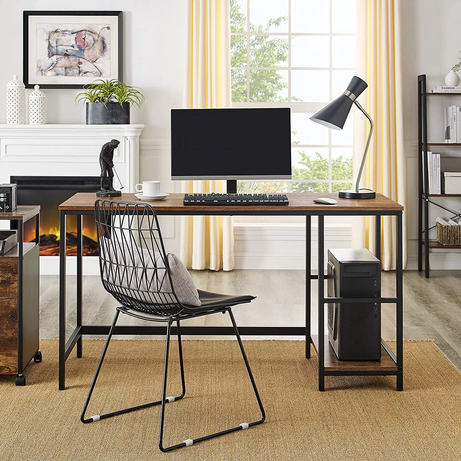 Nancy's Orchards Bureau - Computertafel - Opbergruimte - Bruin / Zwart - 140 x 60 x 75 cm