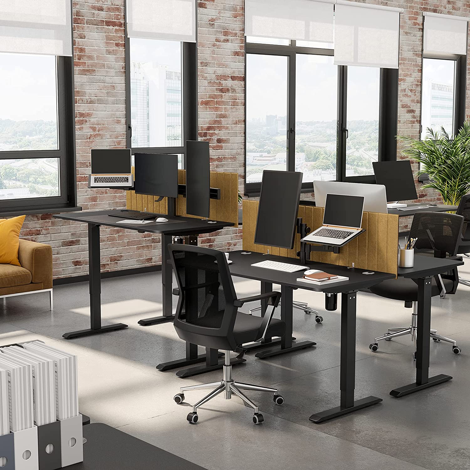 Nancy's Canonto Desk - Height Adjustable - Sit-Stand Desk - Automatic - Cable Management - Office Table - Black/White - MDF - Steel - 140 x 70 x (73-114)