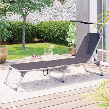 Nancy's Goulds Ligstoel - Zonnedak. - Strandbed - Rugleuning Verstelbaar - Antraciet - 55 x 193 x 31 cm