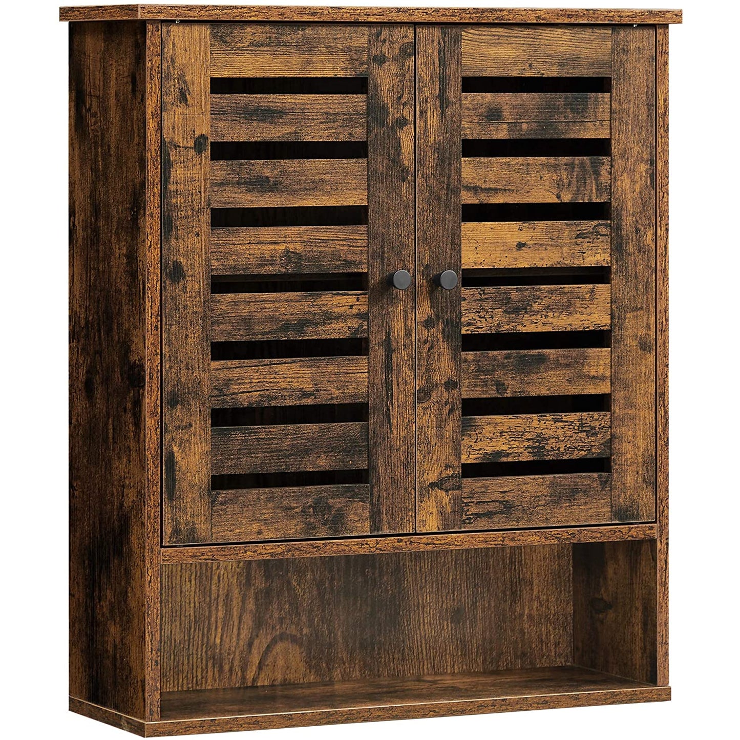 Nancy's Bolingbrook Wandkast - Badkamerkast - Opbergkast - 2 Deuren - 1 Open Vak - Bruin - Bewerkt Hout - Industrieel - 60 x 20 x 70 cm