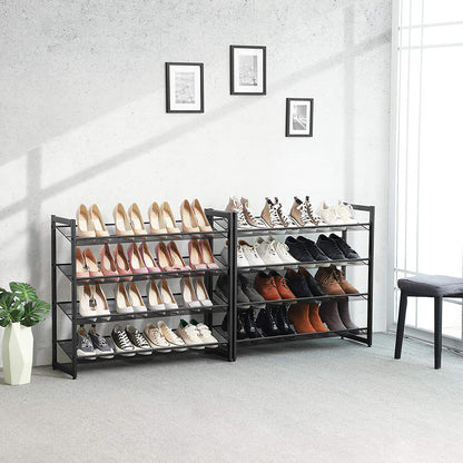 Nancy's Sacavem Schoenenrek - Schoenenkast - Stapelbaar - Voor 40 Paar Schoenen - Grijs - ± 90 x 30 x 165 cm