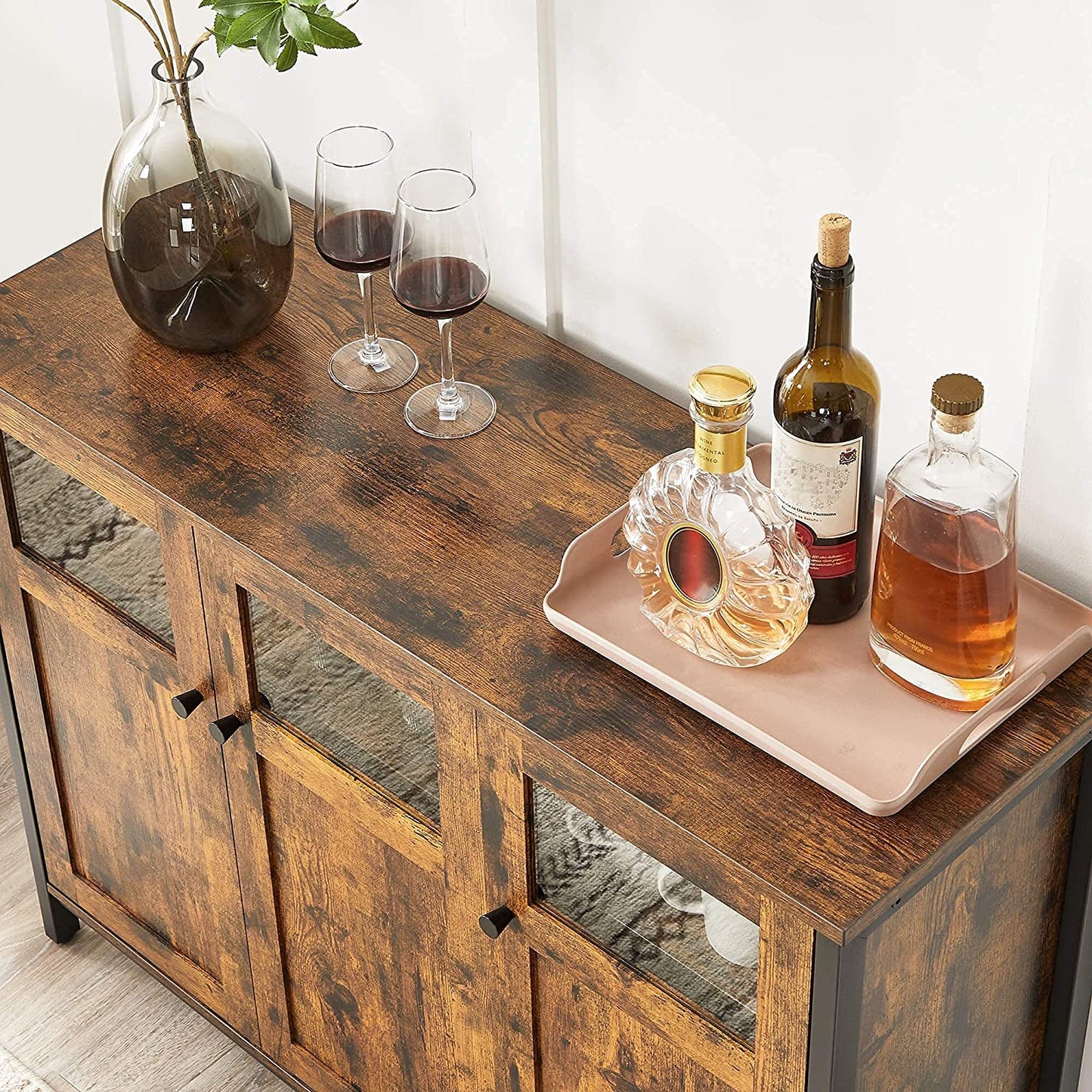 Nancy's Grant Sideboard - Kitchen cabinet - Storage cabinet - Industrial - Engineered Wood - Metal - Brown - 100 x 35 x 75 cm