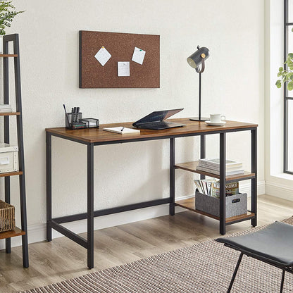 Nancy's Orchards Bureau - Computertafel - Opbergruimte - Bruin / Zwart - 140 x 60 x 75 cm