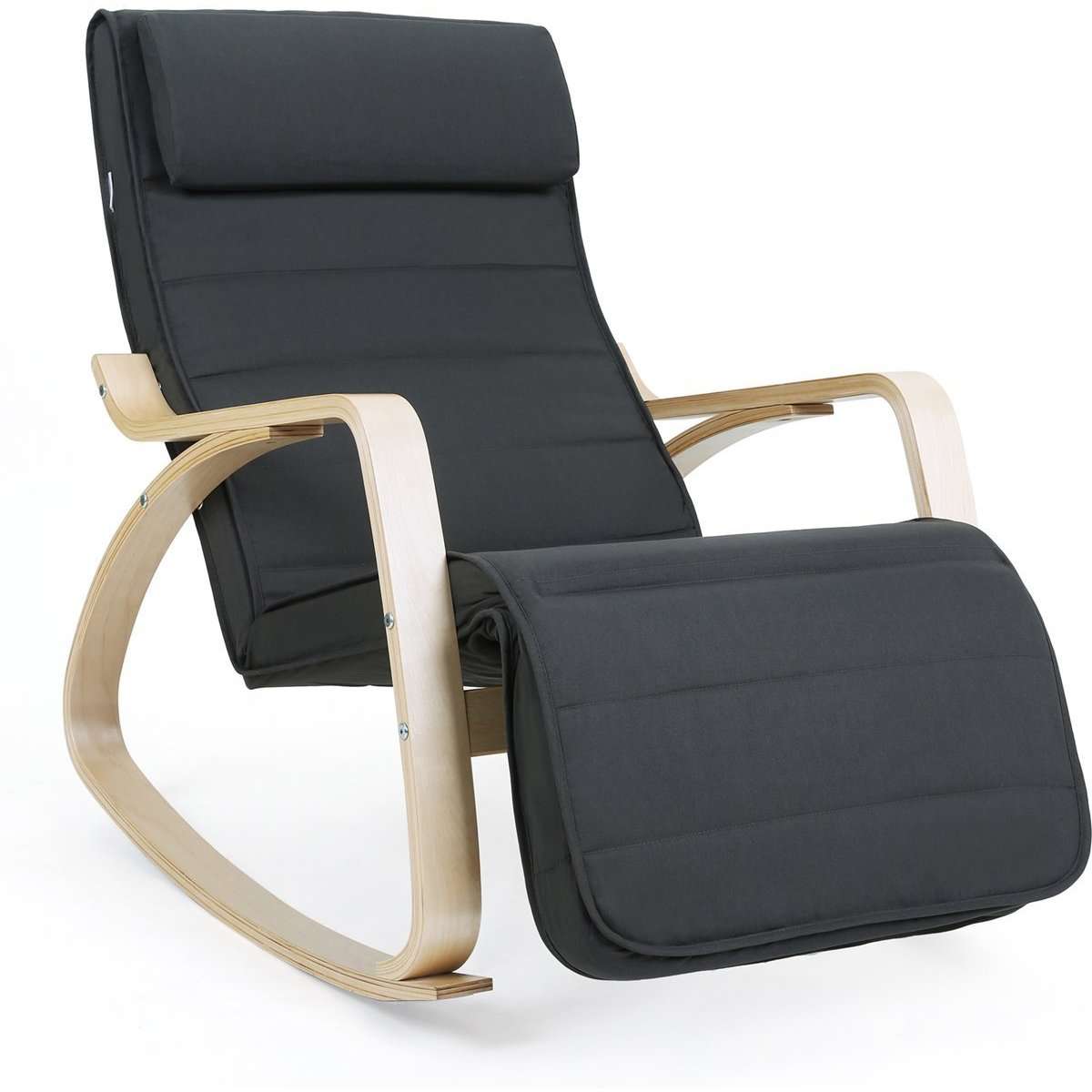 Nancy's Suba Schommelstoel - Relax Stoel - Loungestoel - Donkergrijs - Katoen / Berkenhout