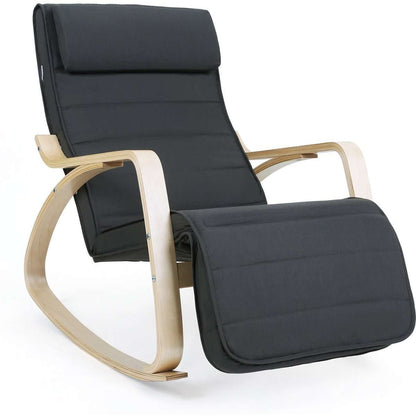 Nancy's Suba Schommelstoel - Relax Stoel - Loungestoel - Donkergrijs - Katoen / Berkenhout