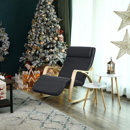 Nancy's Suba Schommelstoel - Relax Stoel - Loungestoel - Donkergrijs - Katoen / Berkenhout