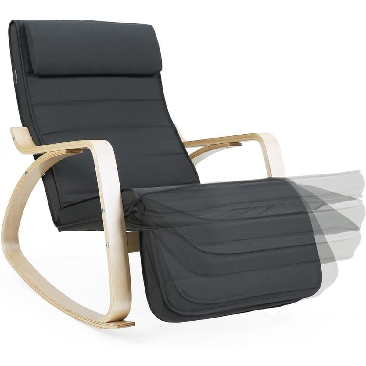 Nancy's Suba Schommelstoel - Relax Stoel - Loungestoel - Donkergrijs - Katoen / Berkenhout