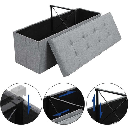 Nancy's Hocker – Poef Met Opbergruimte - Kist - Bank - Opberger - Lichtgrijs - ± 110 x 40 x 40 cm