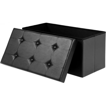 Nancy's Waimer Canapé Simili Cuir avec Espace de Rangement - Repose-pieds - Canapé - Rangement Noir