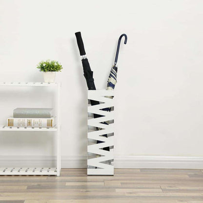 Porte-parapluie en métal de Nancy - Avec égouttoir et crochets - Porte-parapluie 49CM de haut - Blanc