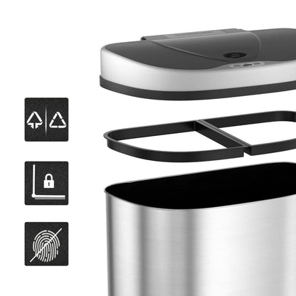Poubelle Nancy 2 X 35L - Poubelle de tri sélectif - Détecteur de mouvement - Poubelles