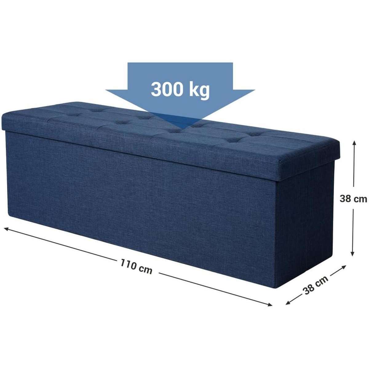 Nancy's Hocker Blue Large - Canapé avec espace de rangement - Canapé - Repose-pieds - 120L