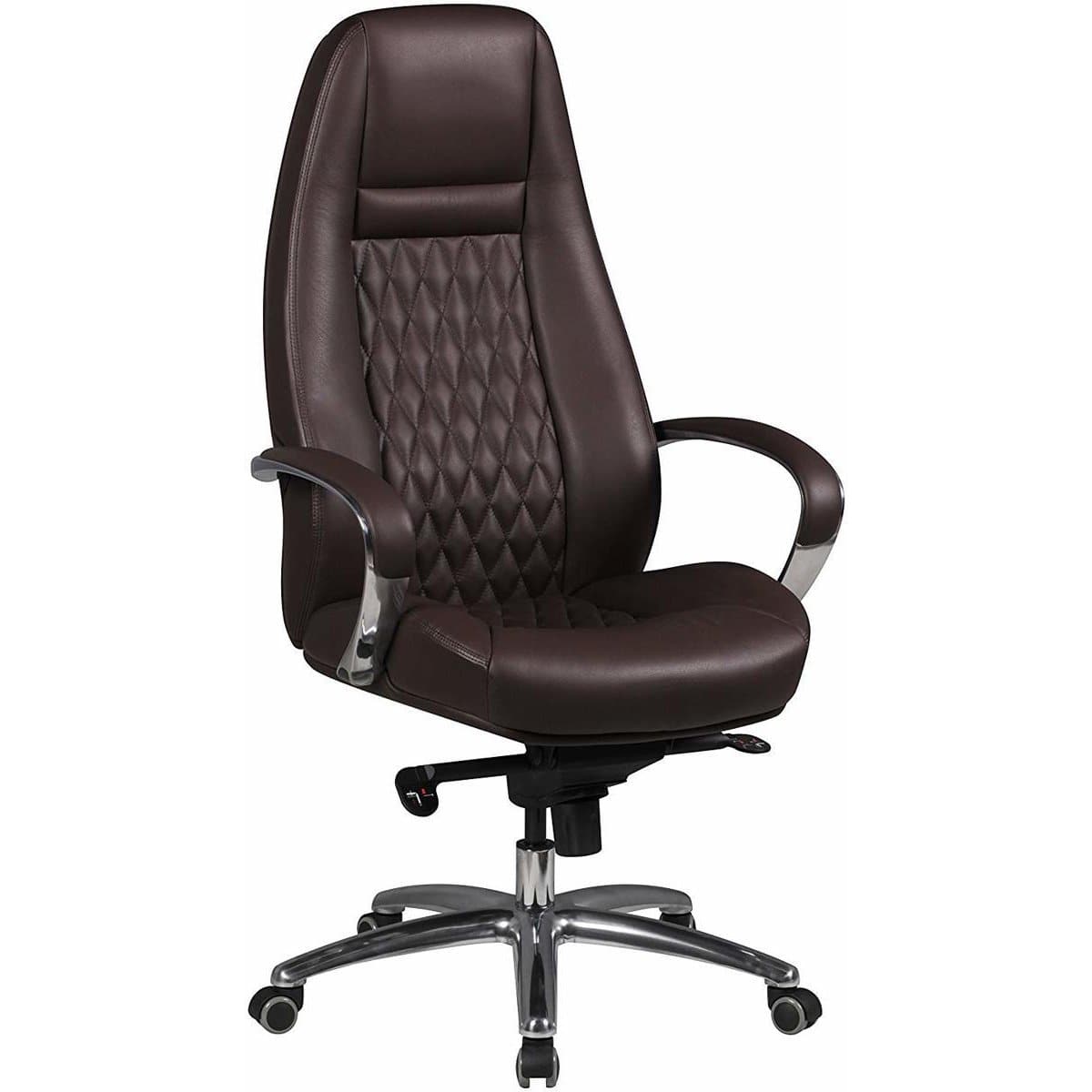 Chaise de bureau en cuir marron Baychester de Nancy - Chaise pivotante en cuir - Chaises de bureau - Chaises de bureau pour adultes