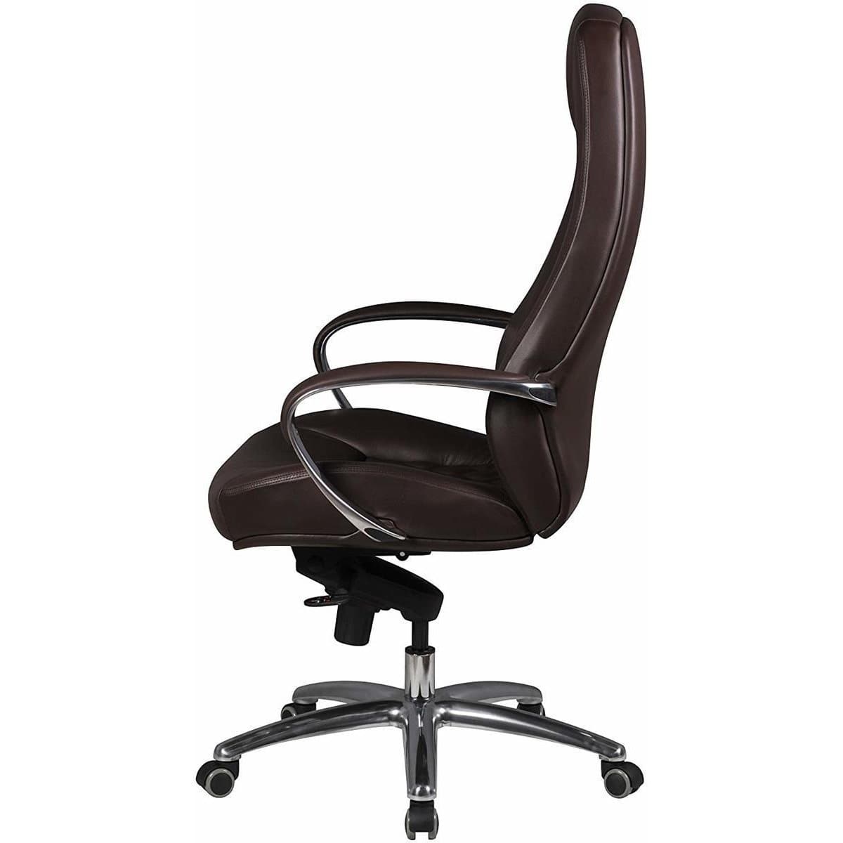 Chaise de bureau en cuir marron Baychester de Nancy - Chaise pivotante en cuir - Chaises de bureau - Chaises de bureau pour adultes