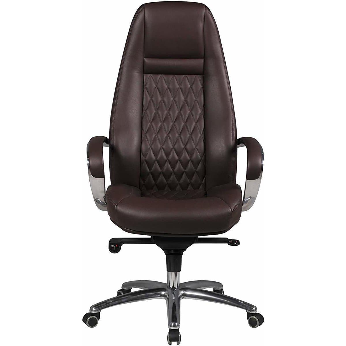Chaise de bureau en cuir marron Baychester de Nancy - Chaise pivotante en cuir - Chaises de bureau - Chaises de bureau pour adultes