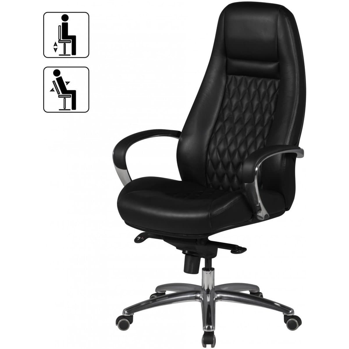 Chaise de bureau en cuir Bronxdale de Nancy - Chaise pivotante en cuir - Chaises de bureau ergonomiques - Chaises de bureau pour adultes