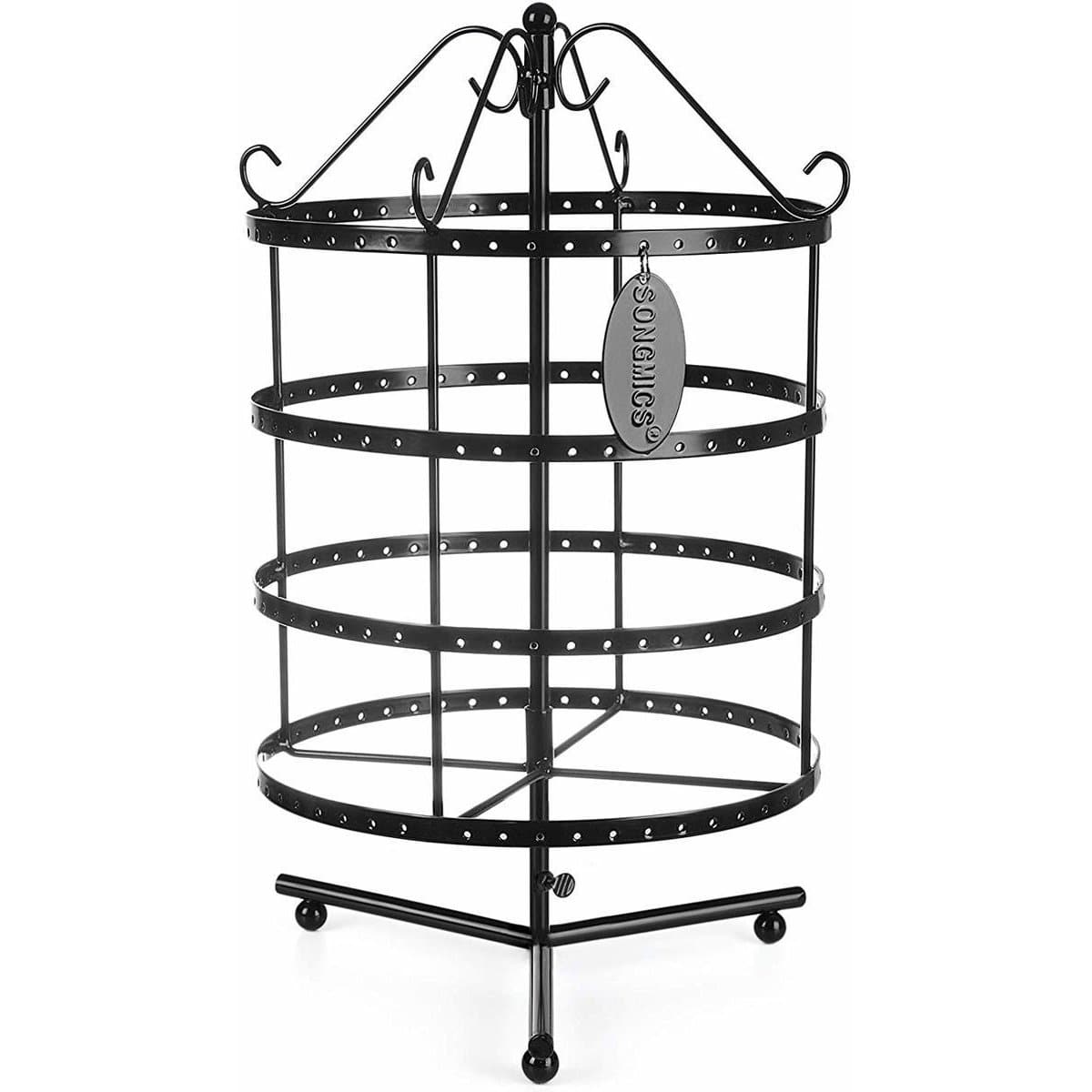 Nancy's Jewelry Holder Deluxe 4 niveaux - Support pour boucles d'oreilles rotatif à 360º - Noir